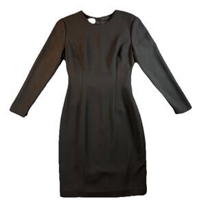 Maggy London Petite Black Sheath Dress Women 4P Long Sleeve Twist Waist